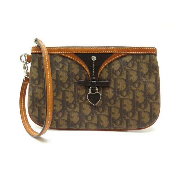 POCHETTE CHRISTIAN DIOR EN TOILE OBLIQUE MARRON BROWN CANVAS POUCH 450€