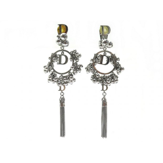 BOUCLES D'OREILLES DIOR PAMPILLES & PERLES EN METAL ARGENTE SILVER EARRINGS 425€