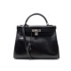 NEUF SAC A MAIN HERMES KELLY RETOURNE 32 BANDOULIERE CUIR BOX NOIR PALLADIE BAG