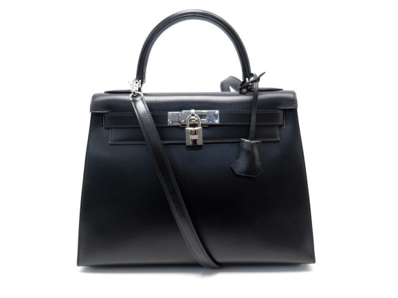 sac a main hermes kelly 28 sellier cuir box noir