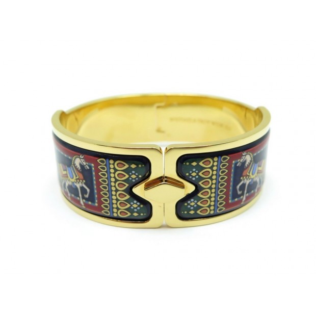 NEUF BRACELET MICHAELA FREY CHEVAUX EMAIL DORE 16 CM HORSES ENAMEL GOLDEN 1050€