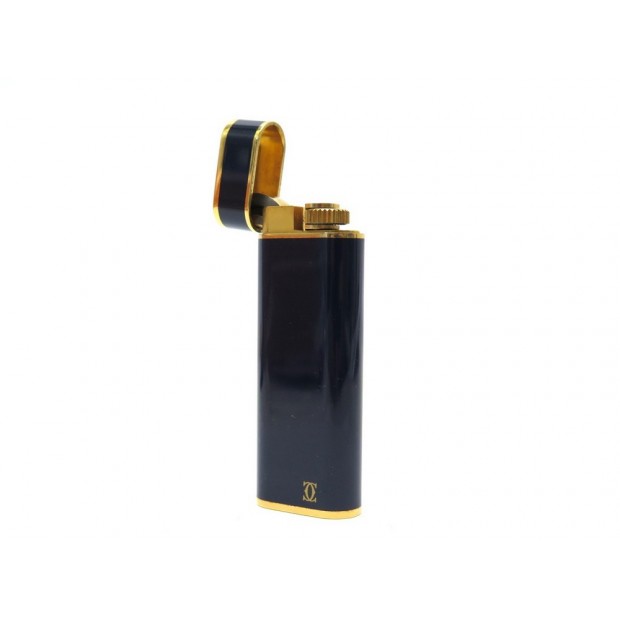 BRIQUET CARTIER MUST EN LAQUE BLEU ET PLAQUE OR BLUE LACQUER LIGHTER