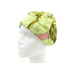 NEUF VINTAGE RARE CHAPEAU HERMES ETRIERS 1965 T 55 EN SOIE VERT + BOITE SILK HAT