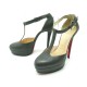 CHAUSSURES CHRISTIAN LOUBOUTIN 39 ESCARPINS A BRIDE EN CUIR ANTHRACITE PUMP 700€