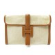 VINTAGE POCHETTE HERMES JIGE 29 PM EN TOILE & CUIR COURCHEVEL GOLD CLUTCH 2100€