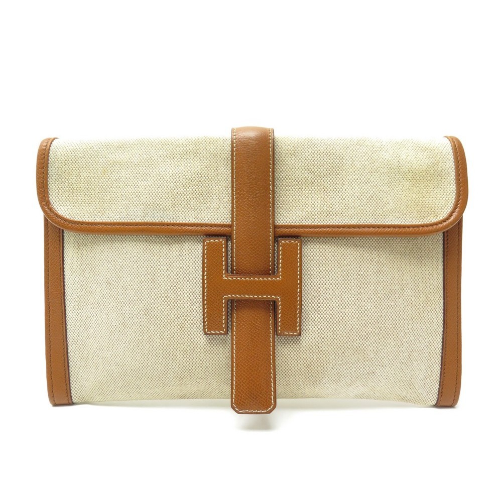 pochette hermes jige 29 pm en toile cuir