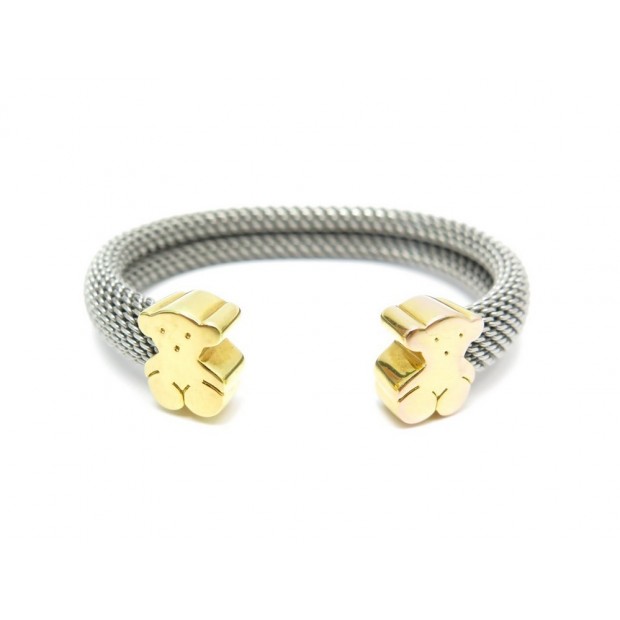 BRACELET TOUS MESH 715900202 19 CM EN OR JAUNE 18K & ACIER STEEL GOLD JEWEL 360€