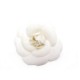 VINTAGE BROCHE CHANEL CAMELIA FLEUR TISSU BLANC WHITE CANVAS FLOWER BROOCH 690€