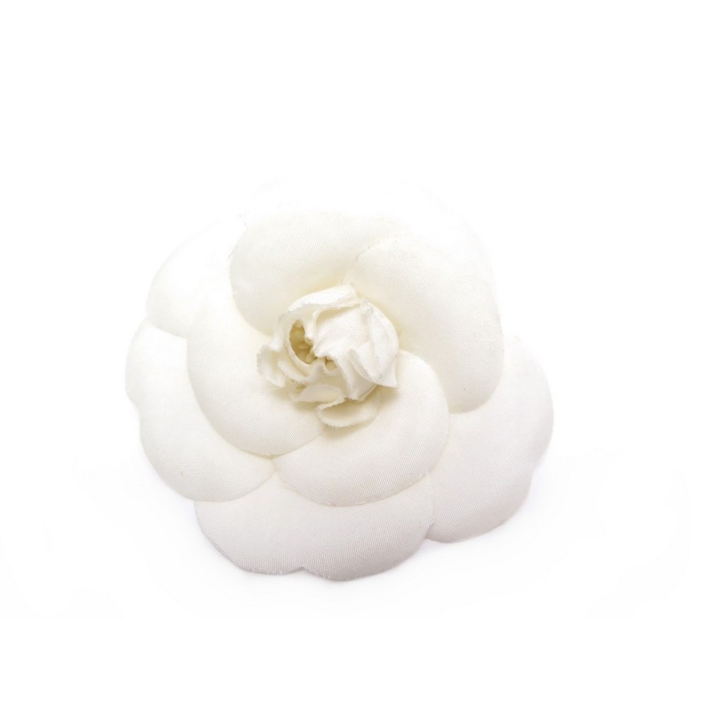broche chanel camelia fleur tissu blanc white