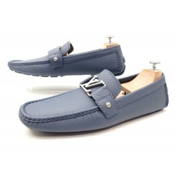 NEUF CHAUSSURES LOUIS VUITTON MONTE CARLO 11 45 MOCASSINS CUIR BLEU SHOES 480€