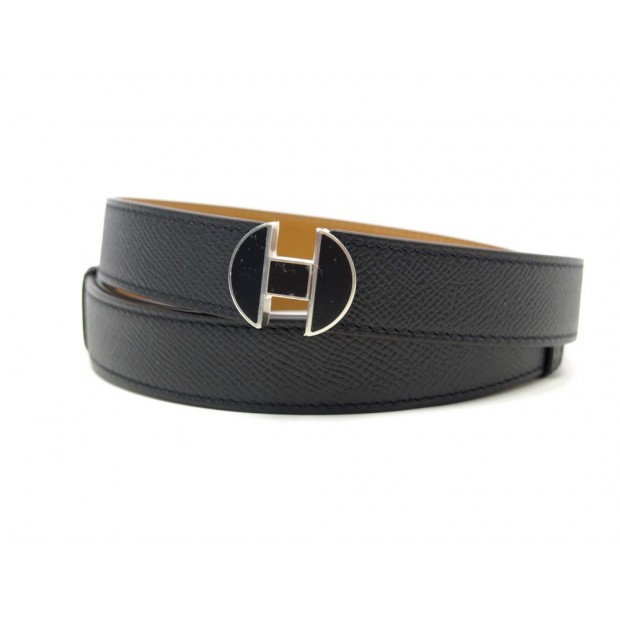 NEUF CEINTURE HERMES CUIR EPSOM NOIR T 60 A 100 24 MM BOUCLE 2002 EMAIL 990€