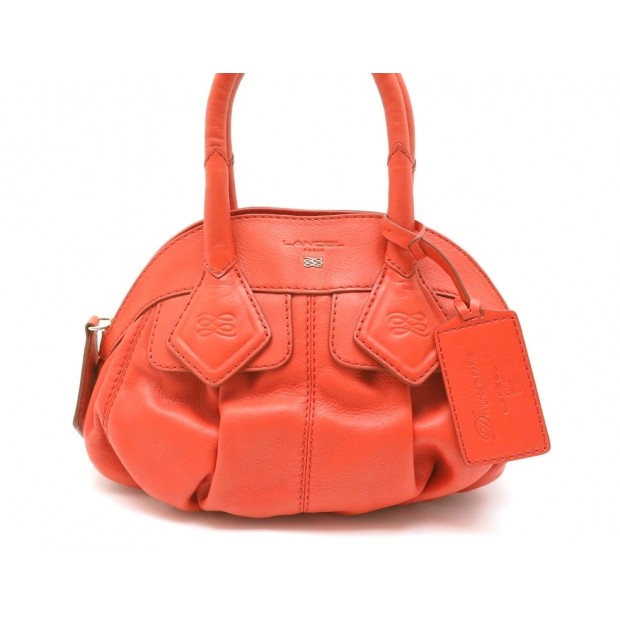 NEUF SAC A MAIN LANCEL GOUSSET 30 CM EN CUIR ORANGE LEATHER HAND BAG 580€