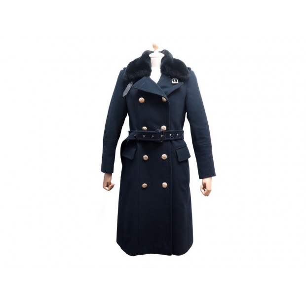 NEUF MANTEAU BURBERRY LONG 38 M EN LAINE BLEU MARINE NEW WOOL COAT 1820€