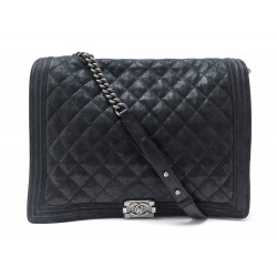 NEUF SAC A MAIN CHANEL BOY MAXI JUMBO BANDOULIERE CUIR NOIR IRIDESCENT BAG 7500€