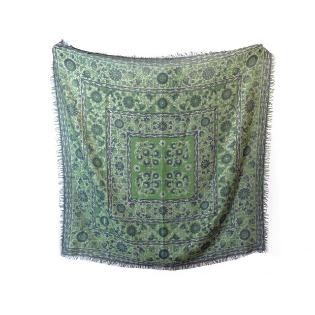 VINTAGE NEUF CHALE YVES SAINT LAURENT LAINE & LUREX VERT WOOL SCARF SHAWL 495€