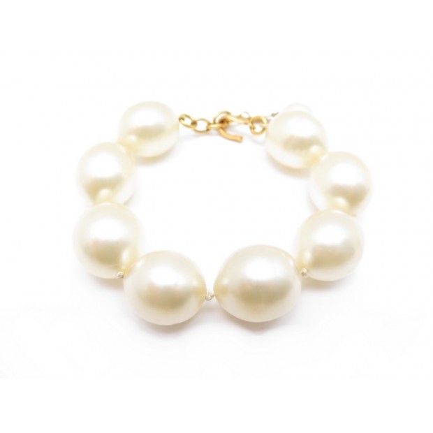 VINTAGE BRACELET CHANEL GROSSES PERLES VICTOIRE DE CASTELLANE 1984 18 CM PEARLS