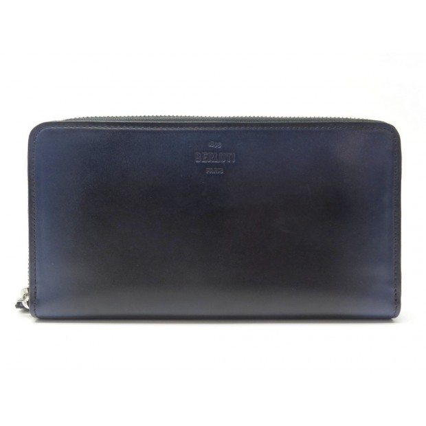 PORTEFEUILLE BERLUTI ITAUBA EN CUIR PATINE BLEU MARINE PORTE MONNAIE WALLET 950€