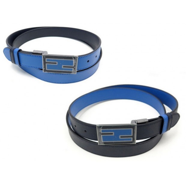 NEUF CEINTURE FENDI REVERSIBLE T 120 7C0307 CUIR BLEU NEW BLUE LEATHER BELT 475€