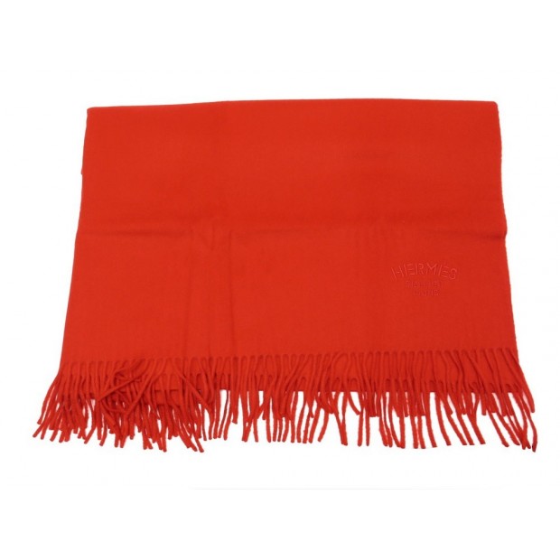 NEUF ECHARPE HERMES SELLIER 194CM EN CACHEMIRE ROUGE NEW RED CASHMERE SCARF 995€
