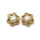 VINTAGE BOUCLES D'OREILLES CHANEL MAILLONS ET PERLES EN METAL DORE EARRINGS 590€