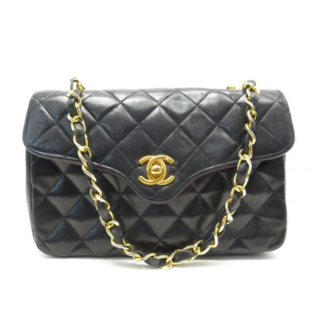 VINTAGE SAC A MAIN CHANEL MINI TIMELESS CUIR MATELASSE NOIR BANDOULIERE 5500€