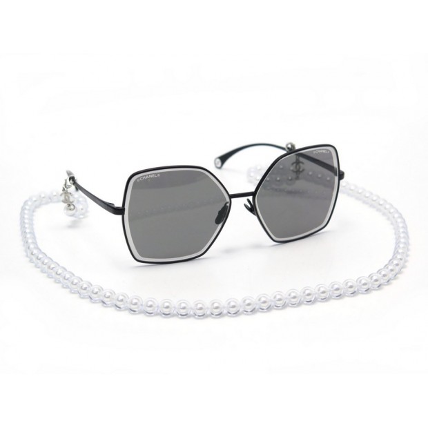 NEUF LUNETTES DE SOLEIL CHANEL PAPILLON 4262 CHAINE PERLE METAL NOIR +BOITE 890€