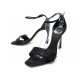 NEUF CHAUSSURES DIOR SANDALES A TALON STRASS 38.5 EN SATIN NOIR BOITE SHOES 990€