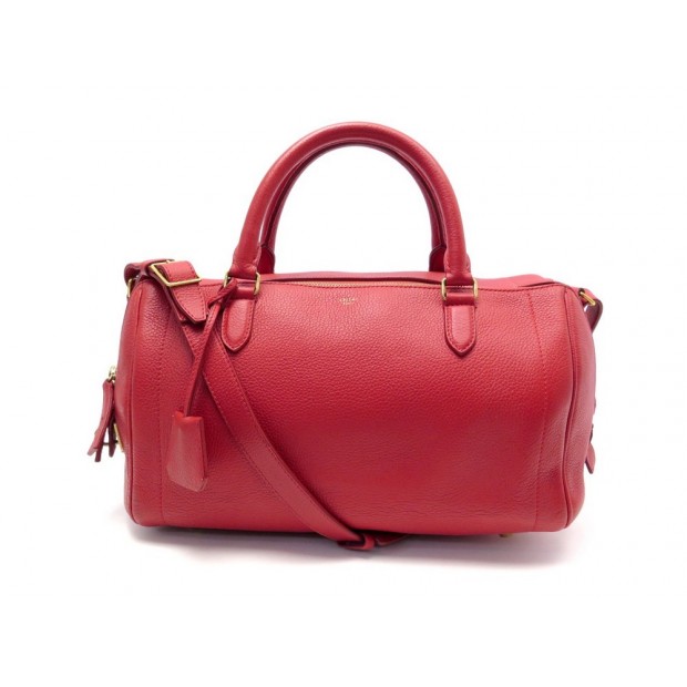 SAC A MAIN CELINE ASYMETRIQUE EN CUIR GRAINE ROUGE RED LEATHER HANDBAG 1500€