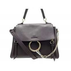 SAC A MAIN CHLOE FAYE DAY PM BANDOULIERE EN CUIR MARRON LEATHER HAND BAG 1450€