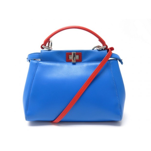 SAC A MAIN FENDI PEEKABOO MINI 8BN244 EN CUIR BLEU BANDOULIERE HAND BAG 2700€