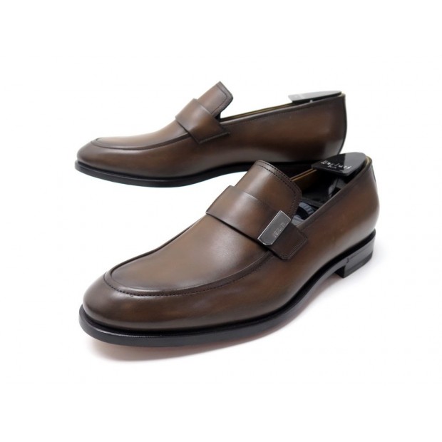 NEUF CHAUSSURES BERLUTI MOCASSINS 6.5 40.5 EN CUIR MARRON + BOITE LOAFERS 1650€