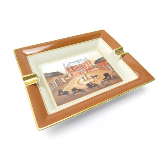 CENDRIER HERMES VIDE POCHE EN PORCELAINE CHATEAU CHEVAUX DRESSAGE ASHTRAY 510€