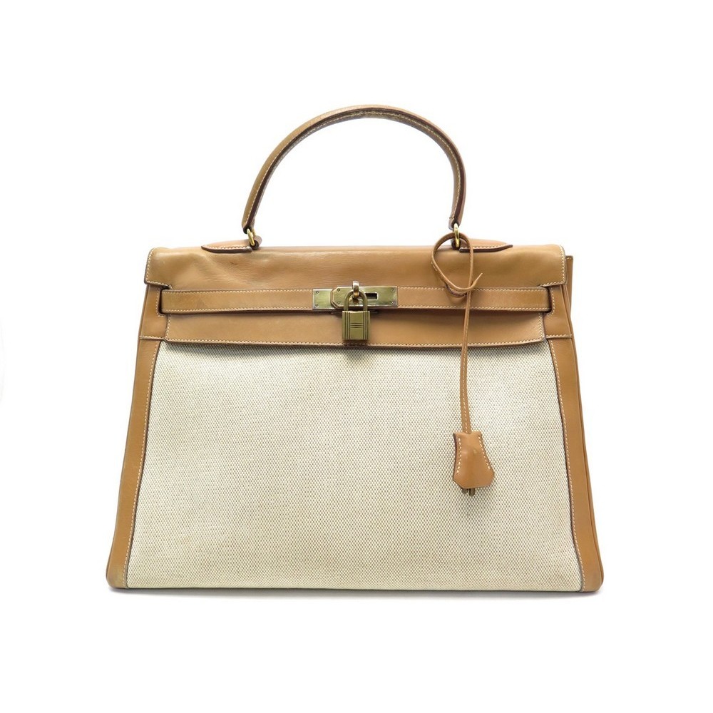 sac a main hermes kelly 36 toile h et cuir