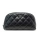 NEUF SAC POCHETTE CHANEL TROUSSE CUIR MATELASSE NOIR QUILTED COSMETIC POUCH 995€