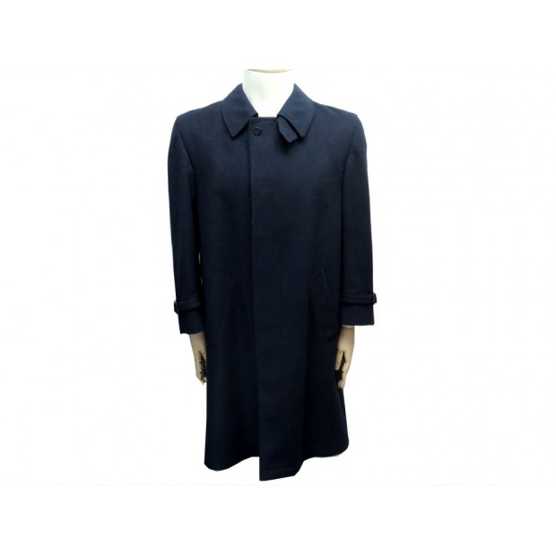 VINTAGE MANTEAU BURBERRYS LONG ORIGINAL LODEN T 50 M EN LAINE BLEU MARINE COAT