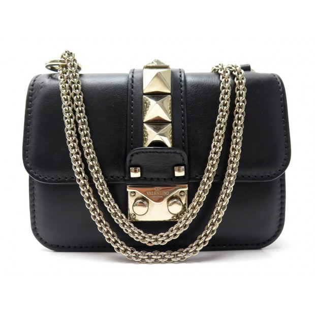 SAC A MAIN VALENTINO VITELLO MINI GLAM LOCK ROCKSTUD FLAP CUIR HAND BAG 1855€