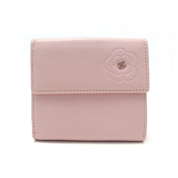 NEUF PORTEFEUILLE CHANEL CAMELIA PORTE MONNAIE EN CUIR ROSE LEATHER WALLET 770€