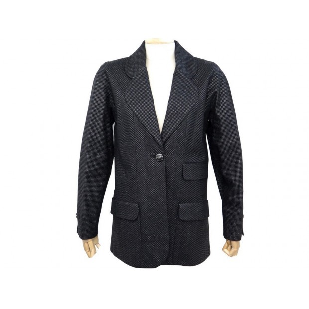 NEUF VESTE CHANEL P47510 BOUTONS LOGO CC L 42 VISCOSE NOIR NEW JACKET VEST 4200€