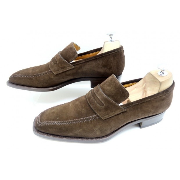 chaussures santoni mocassins 10.5 it 44.5 fr en daim