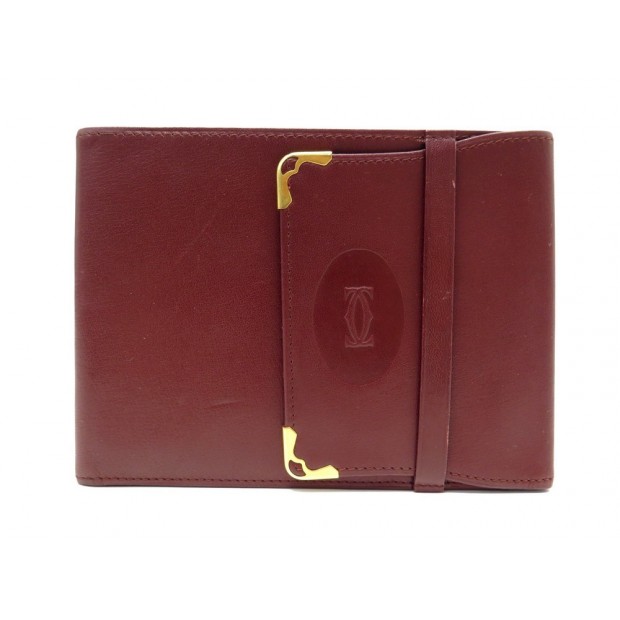 PORTE CHEQUIER CARTIER MUST EN CUIR BORDEAUX LEATHER CHECKBOOK HOLDER 450€