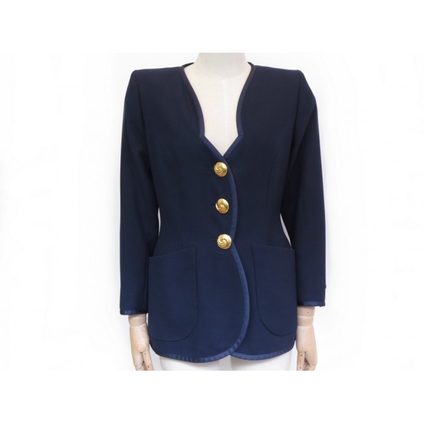 NEUF VESTE YVES SAINT LAURENT 36 38 M EN LAINE BLEU NEW BLUE WOOL JACKET 1890€