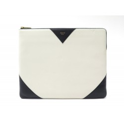 NEUF POCHETTE CELINE ETUI IPAD TROUSSE EN CUIR BLANC WHITE LEATHER POUCH 385€