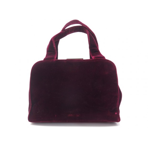 SAC A MAIN PRADA B7658 EN VELOURS BORDEAUX 25 CM VELVET HAND BAG PURSE 895€