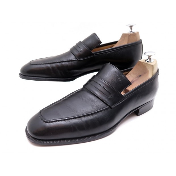 CHAUSSURES AUBERCY 9.5E 43.5 MOCASSINS EN CUIR NOIR LEATHER LOAFERS SHOES 1150€