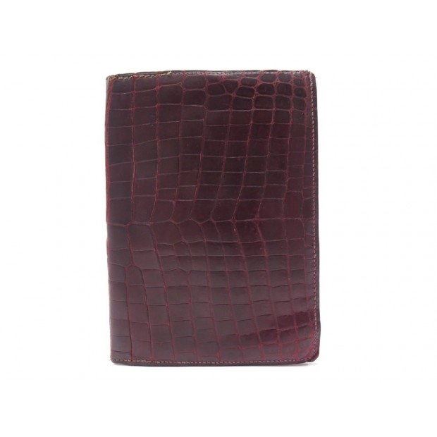 VINTAGE PORTEFEUILLE HERMES EN CUIR CROCODILE BORDEAUX LEATHER WALLET 3450€