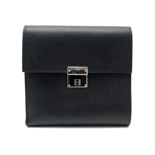 NEUF PORTEFEUILLE HERMES CLIC 12 H073508CK89 EN CUIR EPSOM NOIR NEW WALLET 1650€