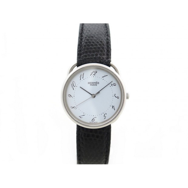 MONTRE HERMES ARCEAU AR3.710 QUARTZ 34 MM EN ACIER ET CUIR DE LEZARD LAVAL 2500€