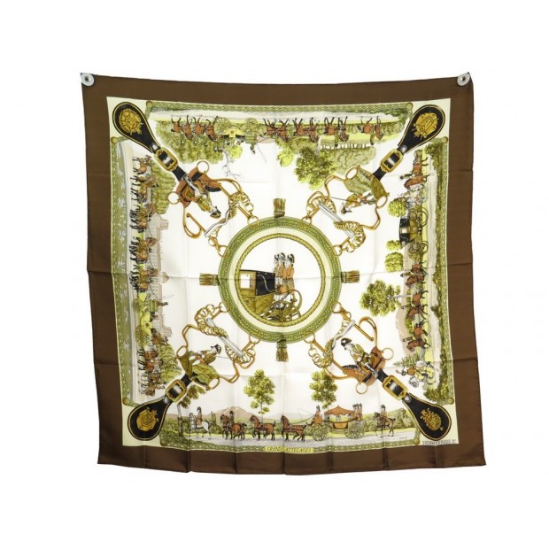 NEUF VINTAGE FOULARD HERMES GRANDS ATTELAGES LEDOUX CARRE 90 SOIE SCARF 375€