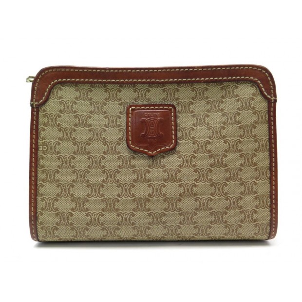 POCHETTE CELINE TROUSSE EN TOILE TRIOMPHE MONOGRAMME MARRON POUCH BAG 260€