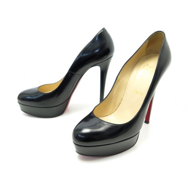 CHAUSSURES CHRISTIAN LOUBOUTIN BIANCA 39.5 ESCARPINS CUIR NOIR PUMP SHOES 650€